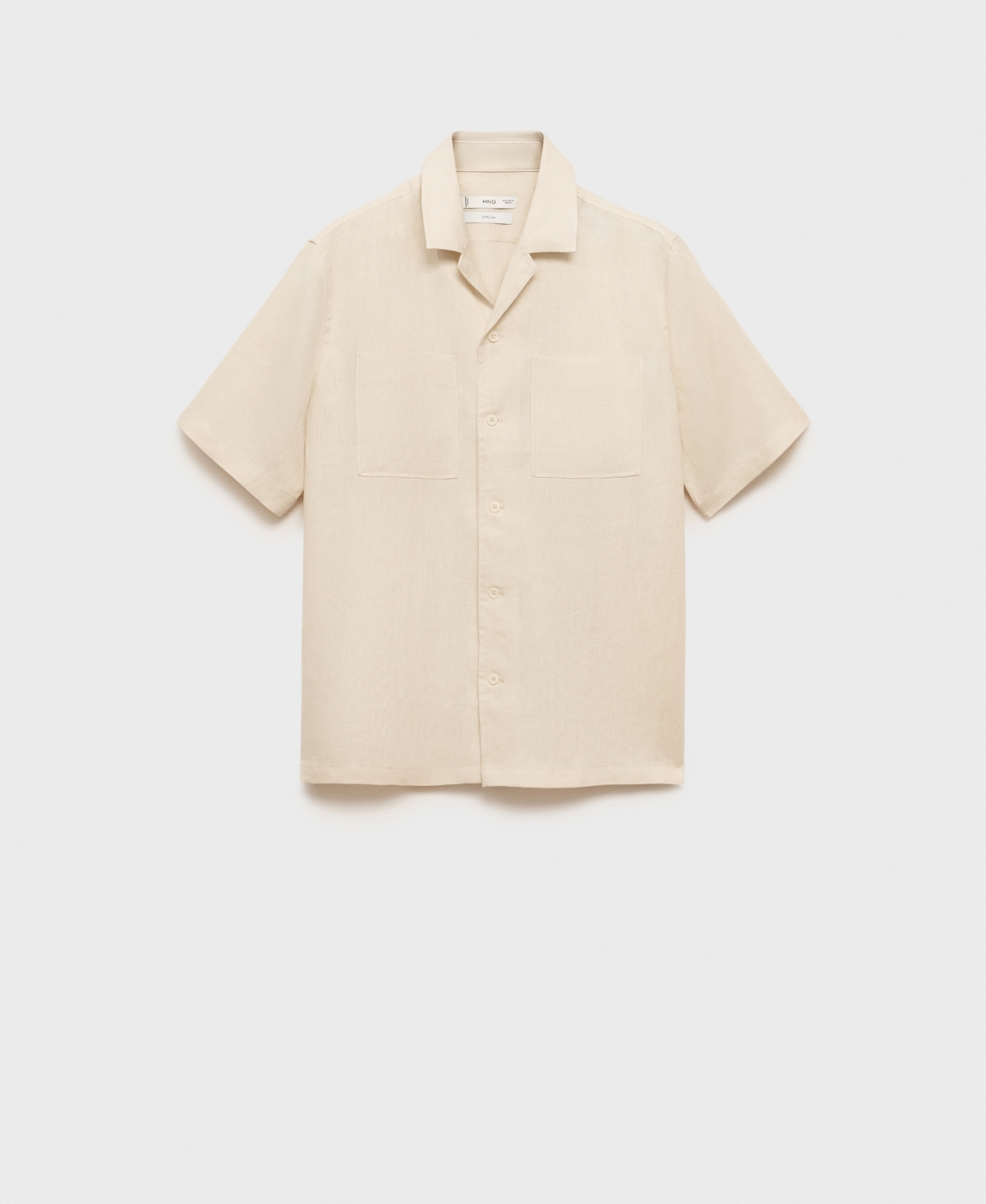 Mango Men's Linen Bowling-Collar Shirt