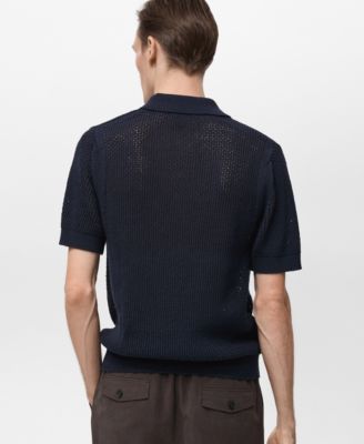 Men's Openwork Knit Cotton Shirt
