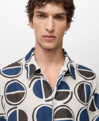 MANGO Men's Printed Short-Sleeved Shirt