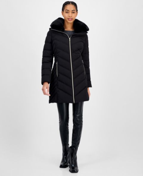 Женская куртка MICHAEL Michael Kors Faux-Fur-Trim Hooded Puffer