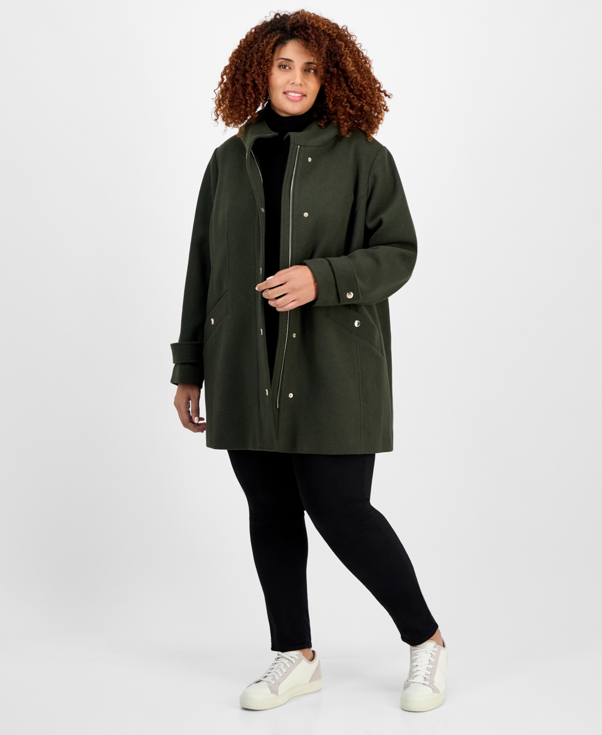 Michael Kors Michael  Women's Hooded Button-front Coat, Exclusively At Macy's In Green