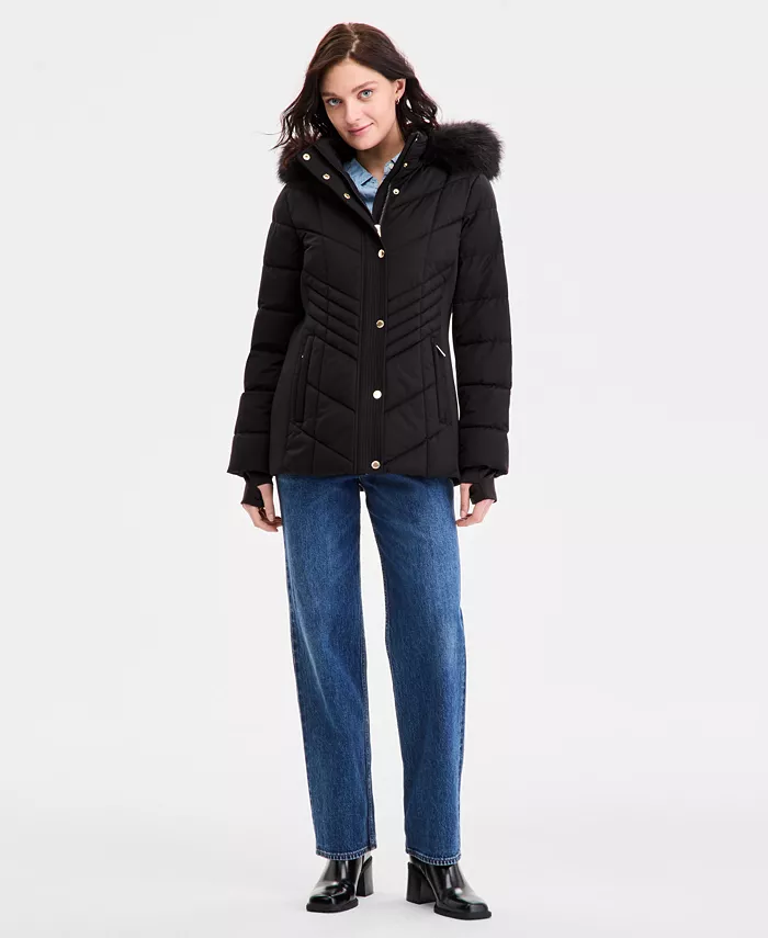Women's Faux-Fur-Trim Hooded Puffer Coat - thumbnail 3