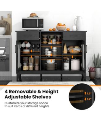 2-Drawer Sideboard Buffet Cabinet – 4 Adjustable Shelves for Storage in Dining Room, Kitchen, or Living Room