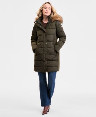 Women's Faux-Fur-Trim Hooded Puffer Coat, Exclusively at Macy's