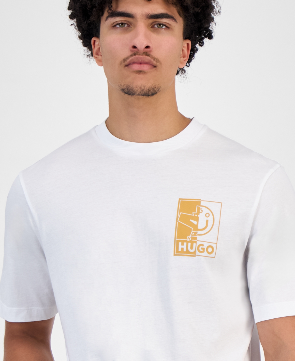 Hugo Boss Cotton Jersey T-shirt With Mixed-print Monogram Graphics In White