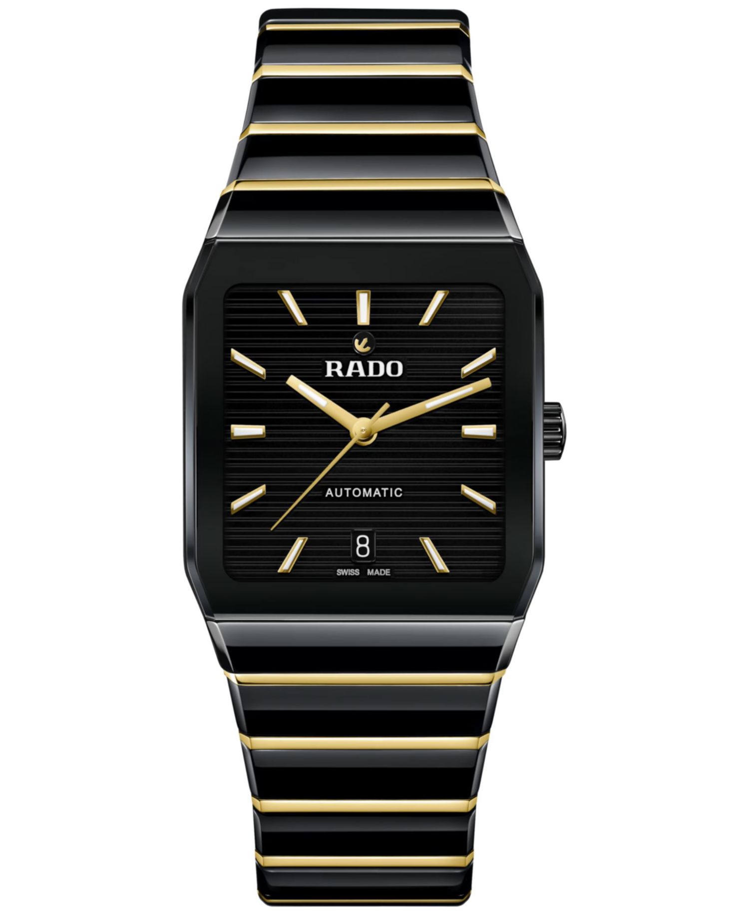 Unisex Swiss Automatic Anatom Gold PVD Stainless Steel & Black Ceramic Bracelet Watch 33mm