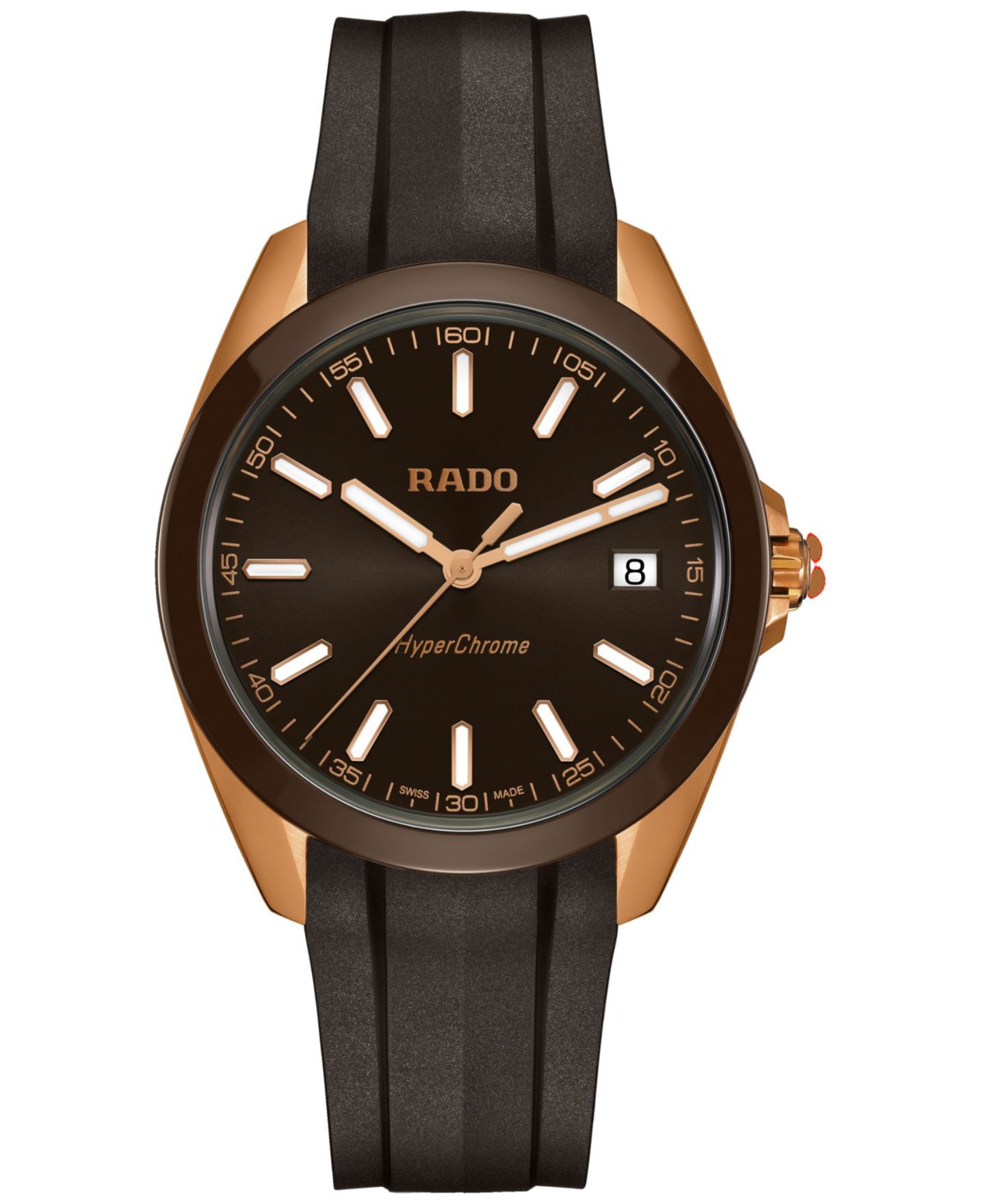Мужские часы Rado Swiss HyperChrome Brown Rubber Strap Watch 42mm — фото 1