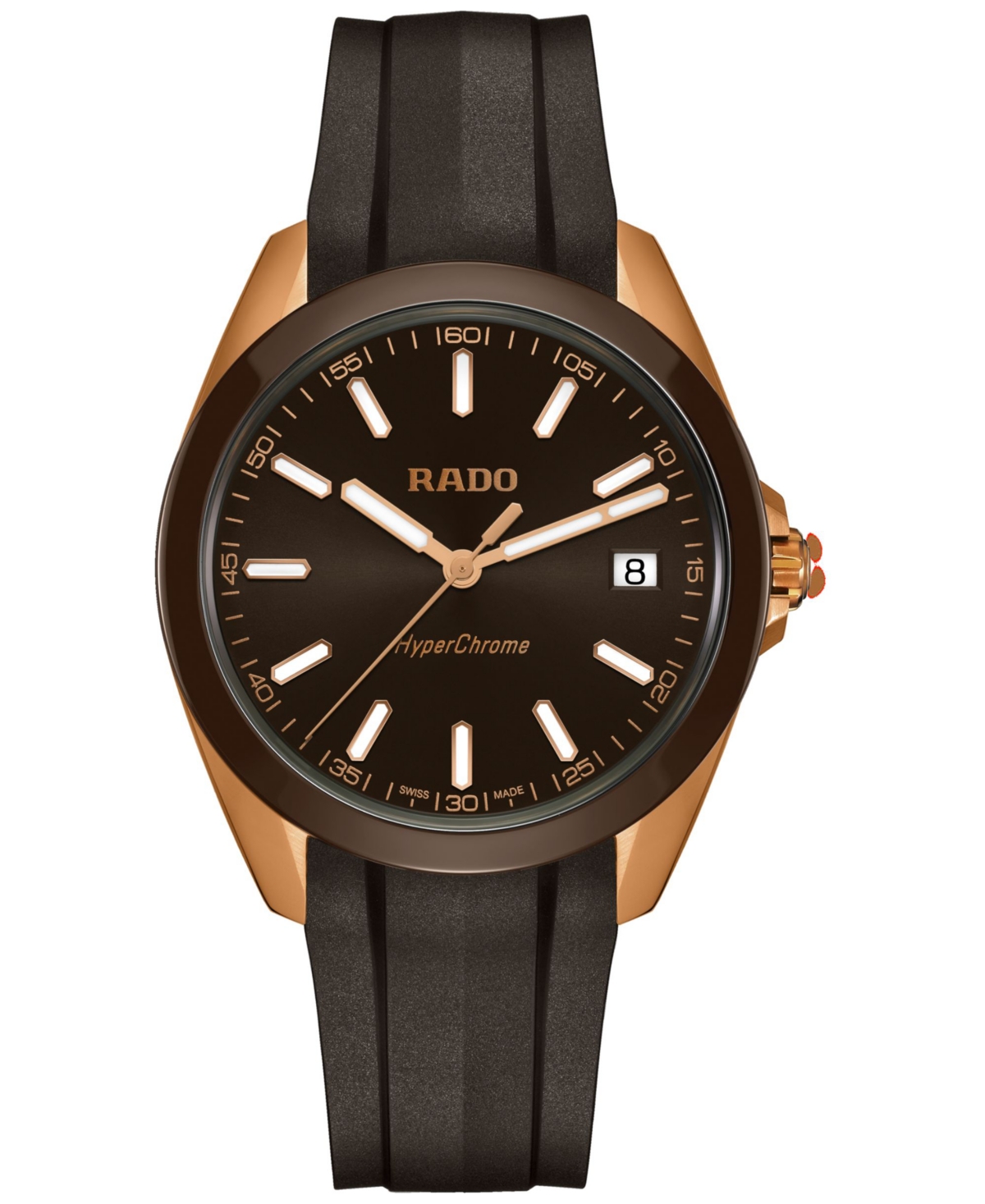Men's Swiss HyperChrome Brown Rubber Strap Watch 42mm - Brown