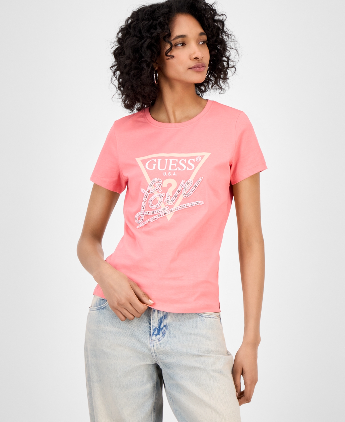 Women's Embellished Love Triangle T-Shirt - Revival Rose