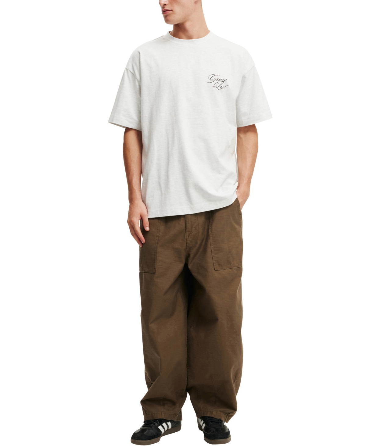 Shop Cotton On Men's Box Fit Text T-shirt In White Marle,guest List