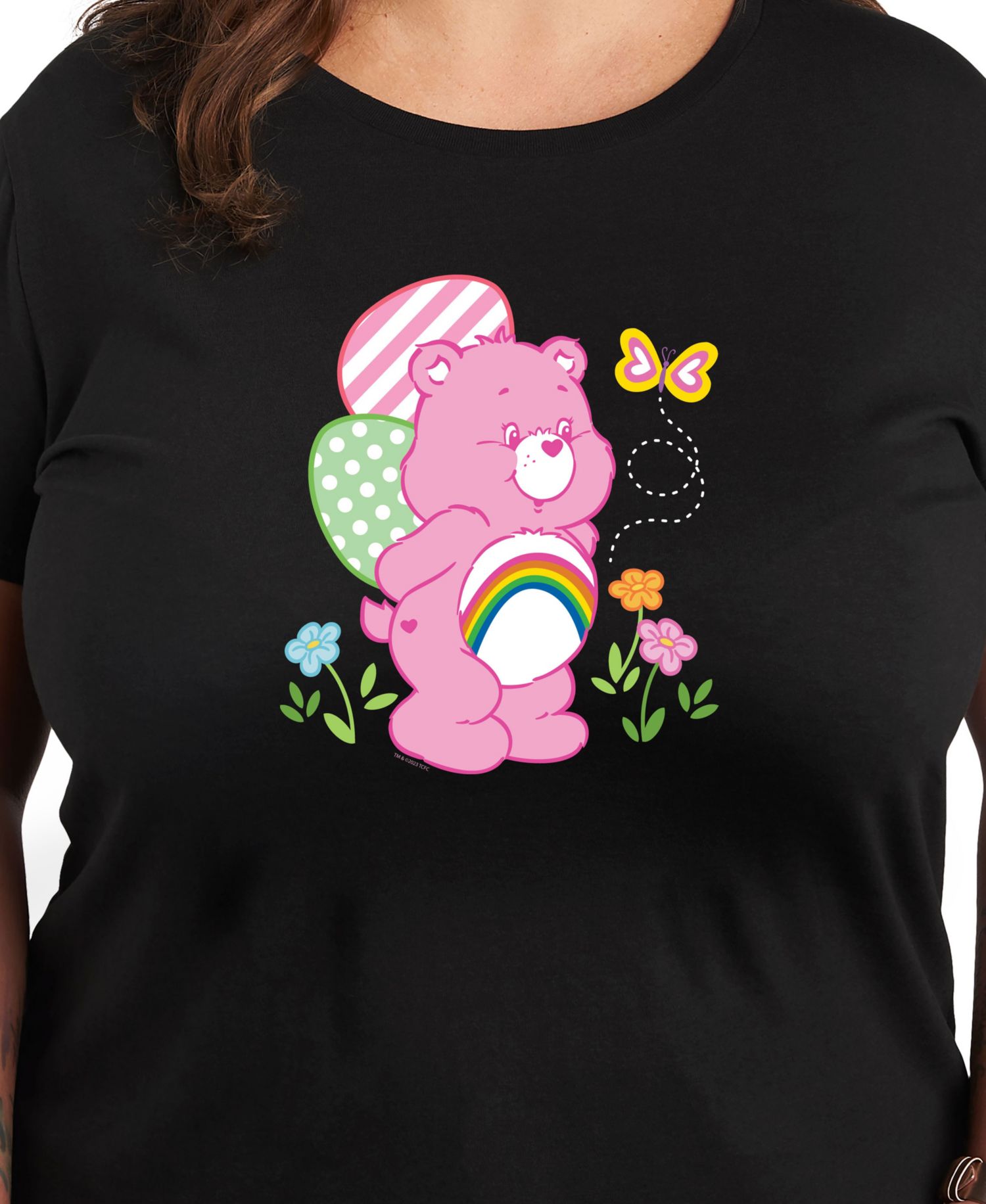 Plus Size Care Bears Easter Graphic Crew Neck T-Shirt