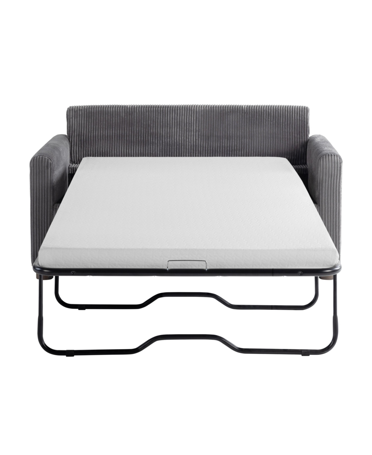Serta 53.3" Corduroy Danson Convertible Loveseat With Charging Port In Gray