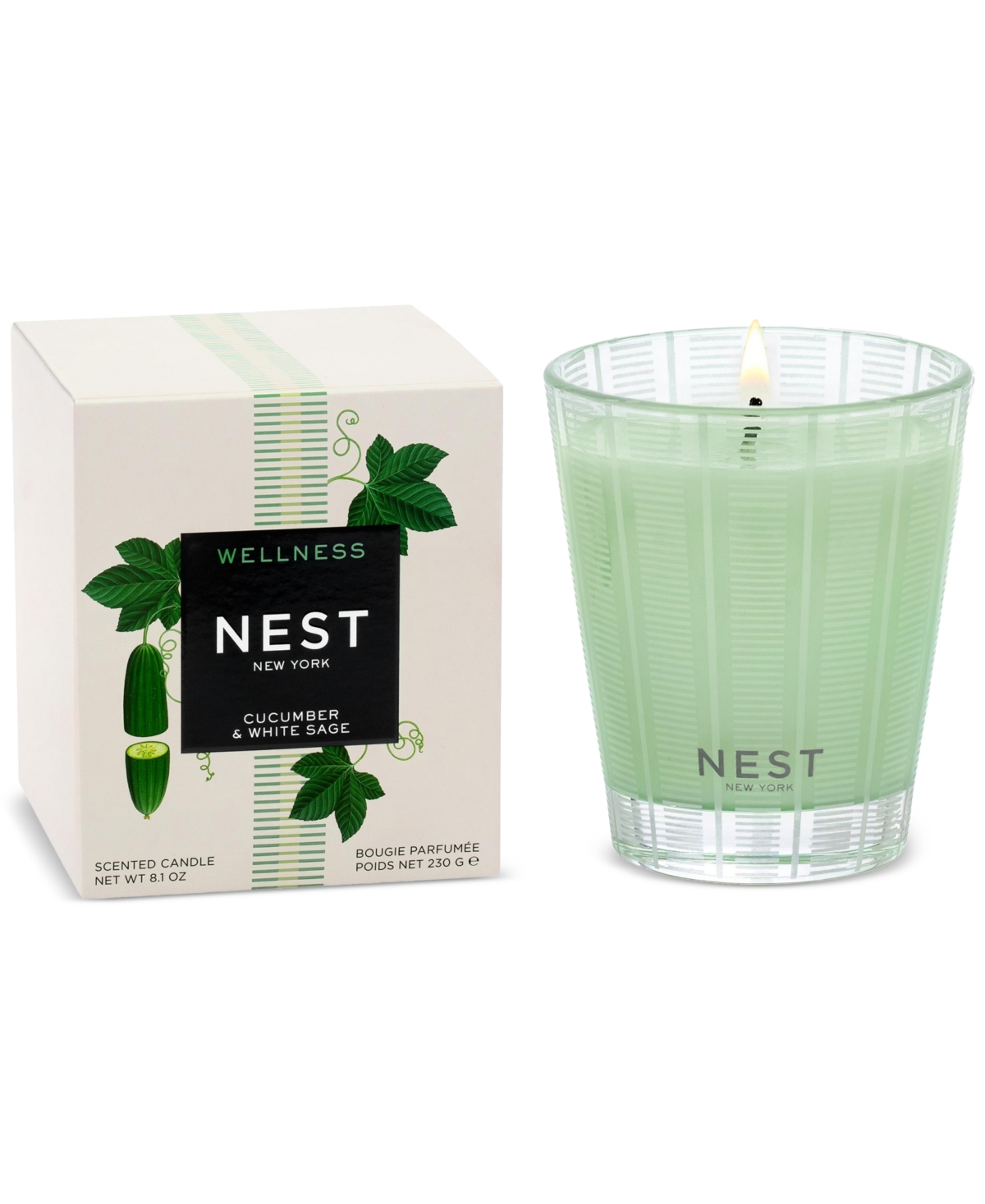 Wellness Cucumber & White Sage Classic Candle, 8.1 oz. - Cucumber  White Sage