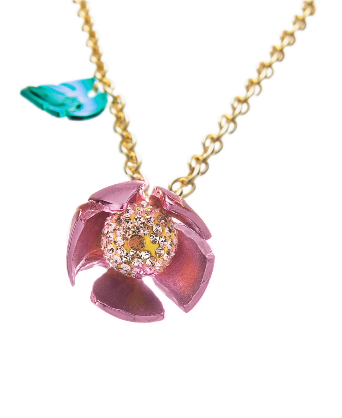 Betsey Johnson Faux Stone Garden Glam Tulip Pendant Necklace In Pink,gold