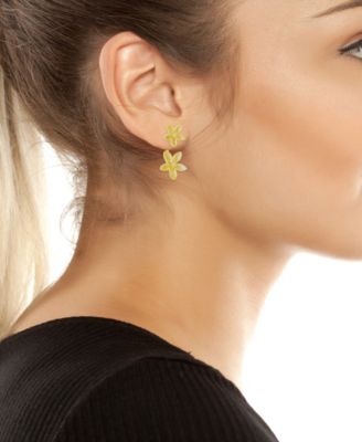 Faux Stone Garden Glam Daisy Barbell Jacket Earrings
