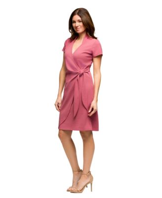 Women's Mandarin Collar Knee Length Wrap Dress