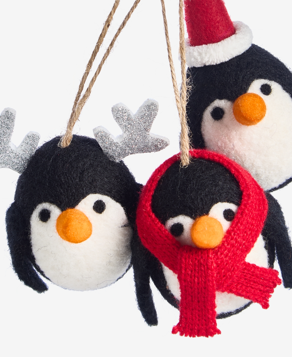 Holiday Lane Tiny Tidings Wool Three Penguins Ornament, Macy's Exclusive In Transparent