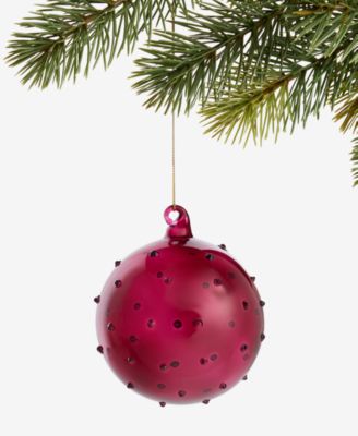 Berry Tones Glass Clear Red Ball Ornament, Macy's Exclusive