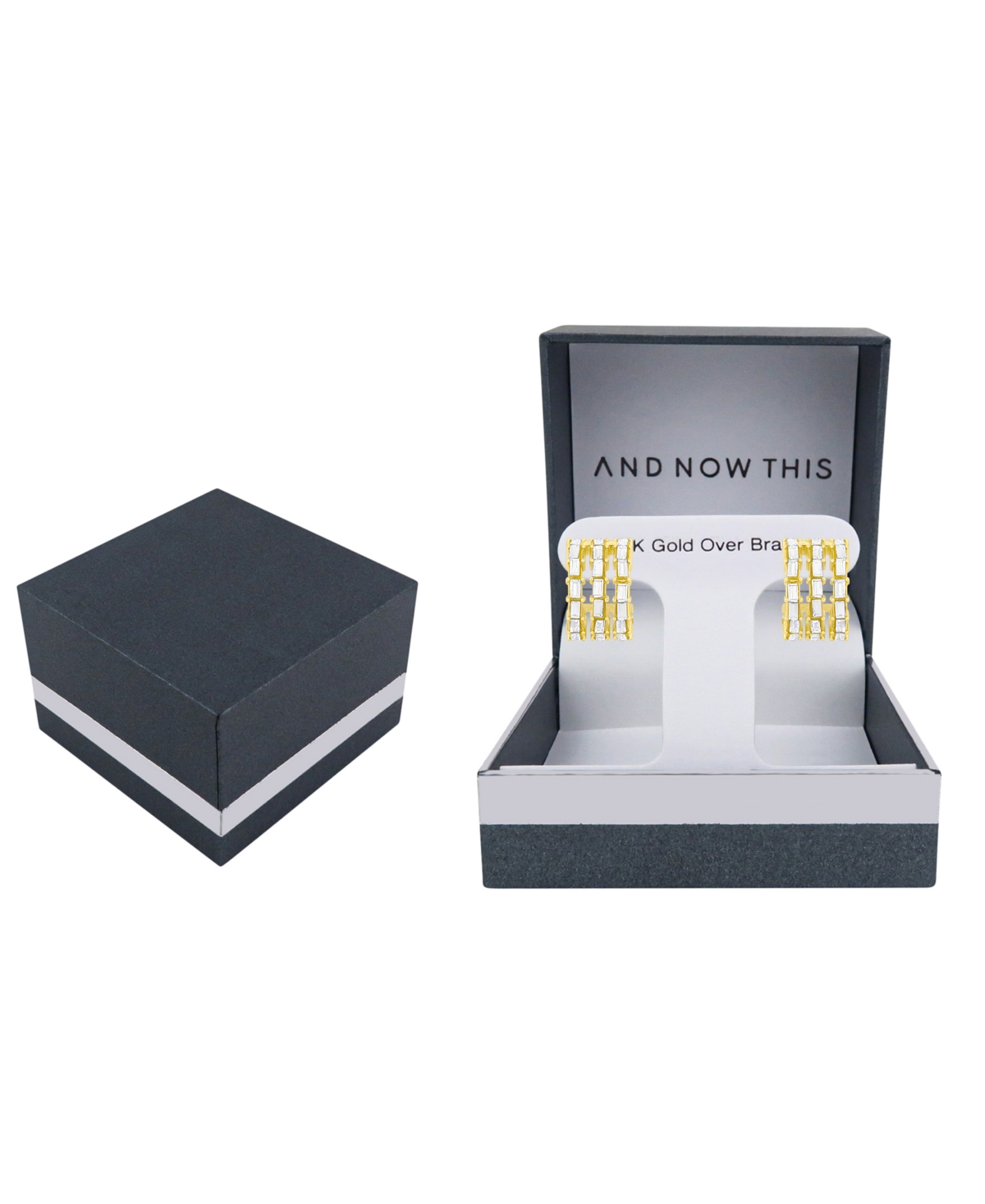 And Now This Triple Row Baguette Hoop Earrings In Gold