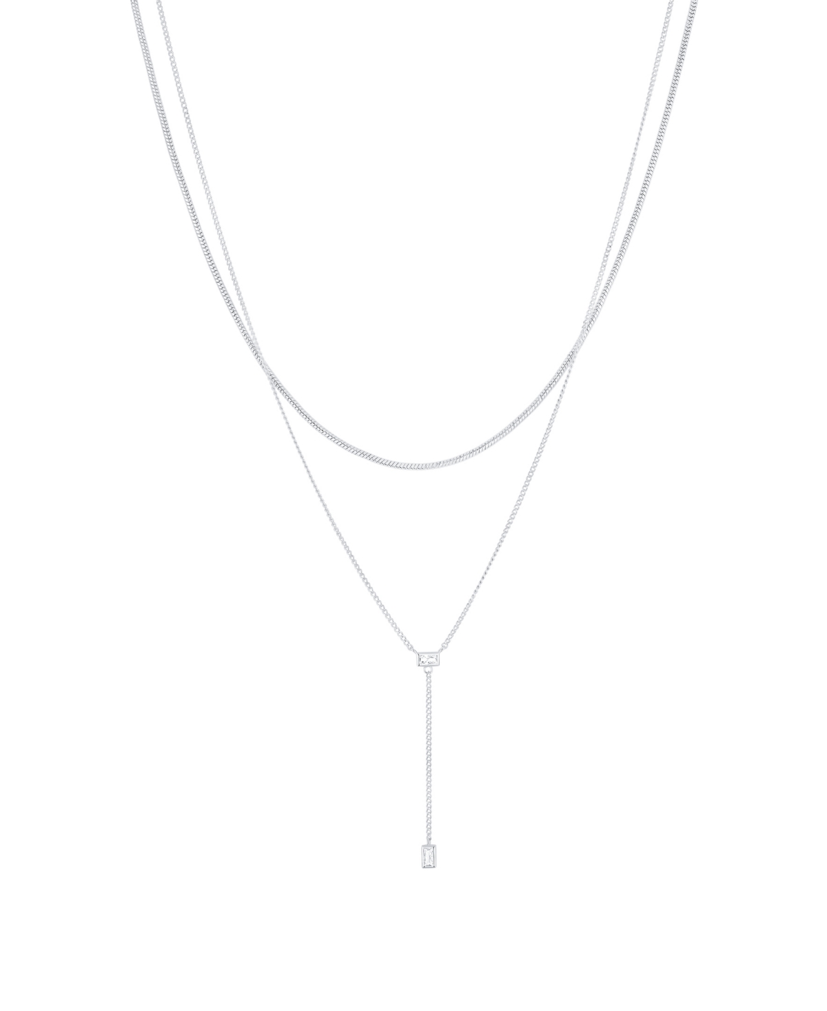 And Now This Cubic Zirconia Double Layer Y Necklace In Silver