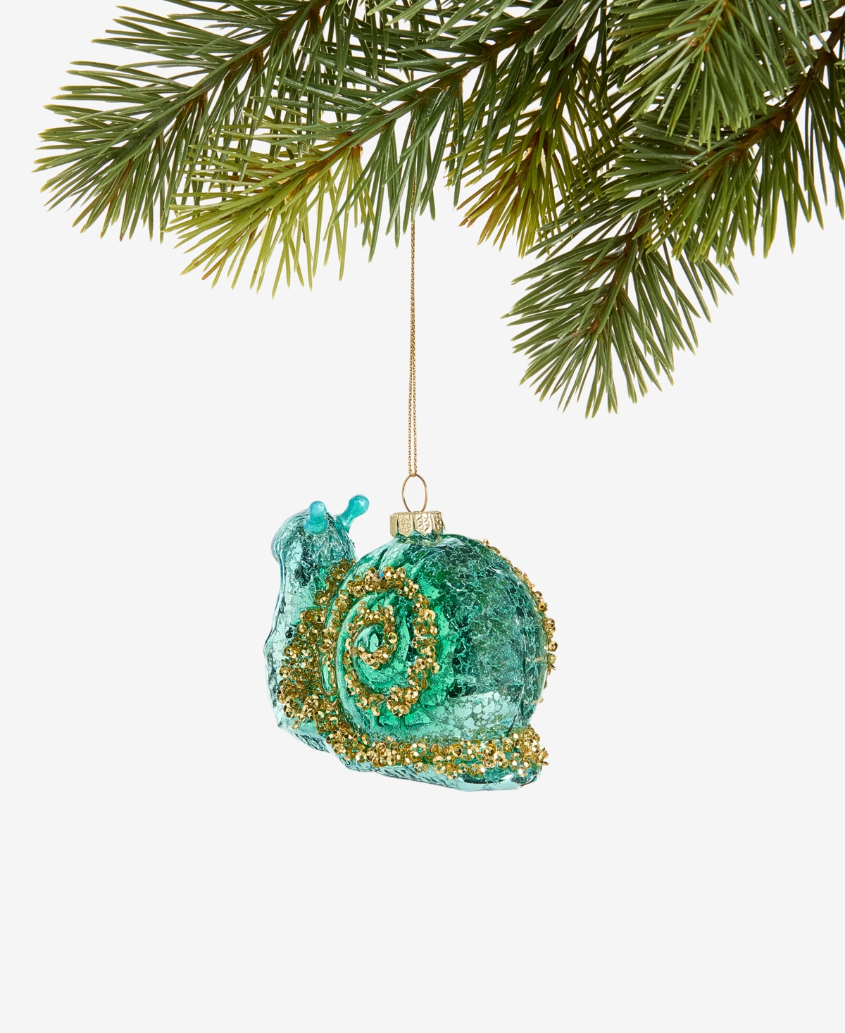 Holiday Lane Enchanted Forest Glass Snail Ornament, Macy's Exclusive In Green