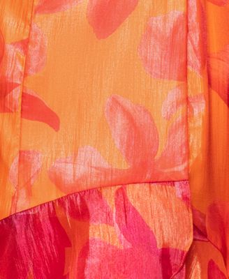 Women's Printed Flutter-Sleeve Ruffle-Trim Dress