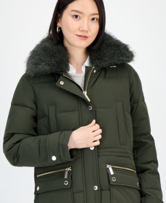 Women's Faux-Fur-Trim Hooded Puffer Coat