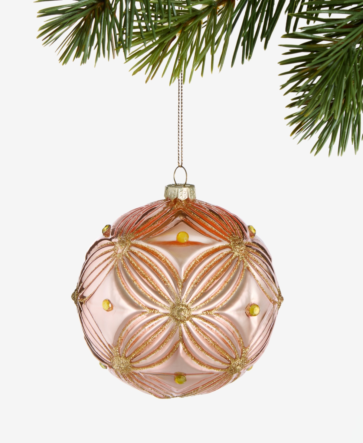 Holiday Lane Glitter Texture Glass Ball Ornament, Macy's Exclusive In Transparent