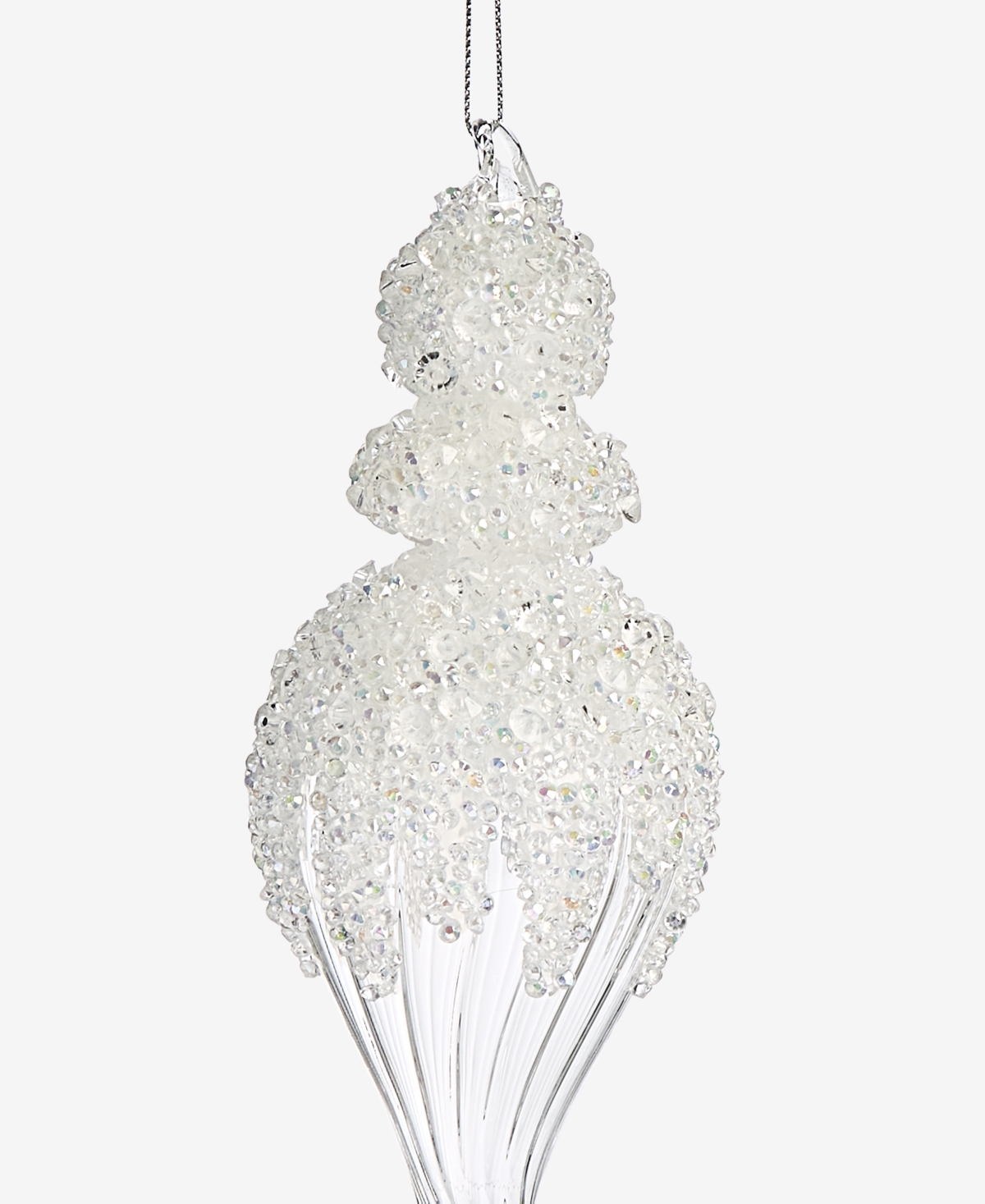 Holiday Lane Iced Delight Glass Frosted Finial Ornament, Macy's Exclusive In Transparent