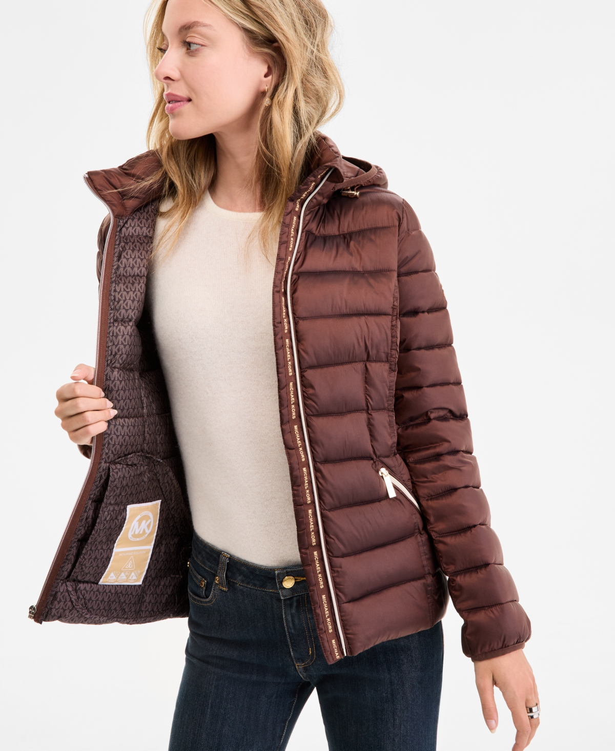 Michael Kors Michael  Women's Hooded Shine Packable Puffer Coat, Exclusively At Macy's