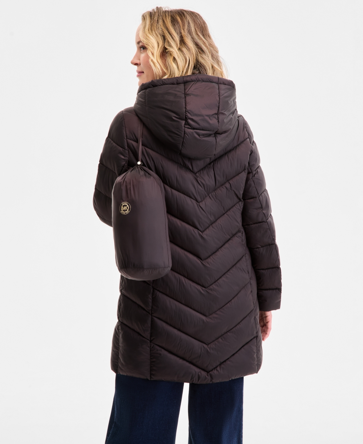 Michael Kors Michael  Petite Hooded Packable Puffer Coat, Exclusively At Macy's In Brown