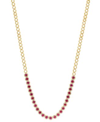 EFFY&reg; Ruby (4-7/8 ct. t.w.) & Diamond (1-3/8 ct. t.w.) Halo 17-1/2" Collar Necklace in 14k Gold