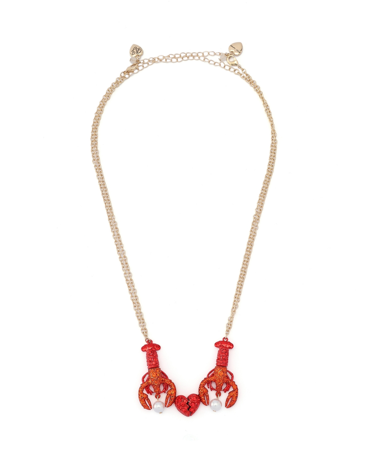 Betsey Johnson Mermaid Jewels Lobster Friendship Necklace Set In Red,gold