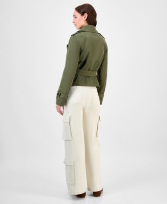 Juniors' Cropped Trench Coat, Exclusively at Macy's