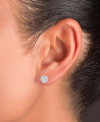 Cubic Zirconia Circle Cluster Disc Stud Earrings in Sterling Silver