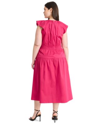 Plus Size Cinched-Waist Midi Dress