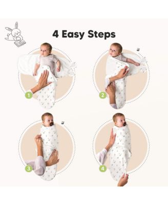 3-Pack Organic Baby Swaddle Sleep Sacks with Knot Hats, Newborn Baby Swaddles Wrap 0-3 Months, Ergonomic Wearable Blanket