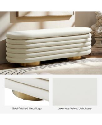 Rupert Bench with Gold-finished Metal Legs