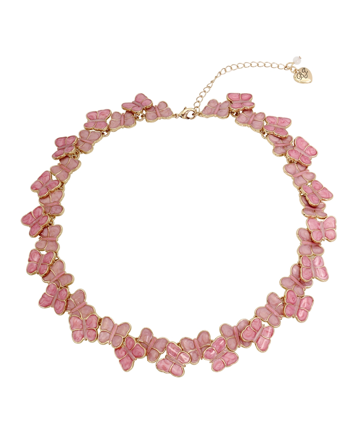Betsey Johnson Pink Stone Sweetheart Butterfly Collar Necklace In Pink,gold