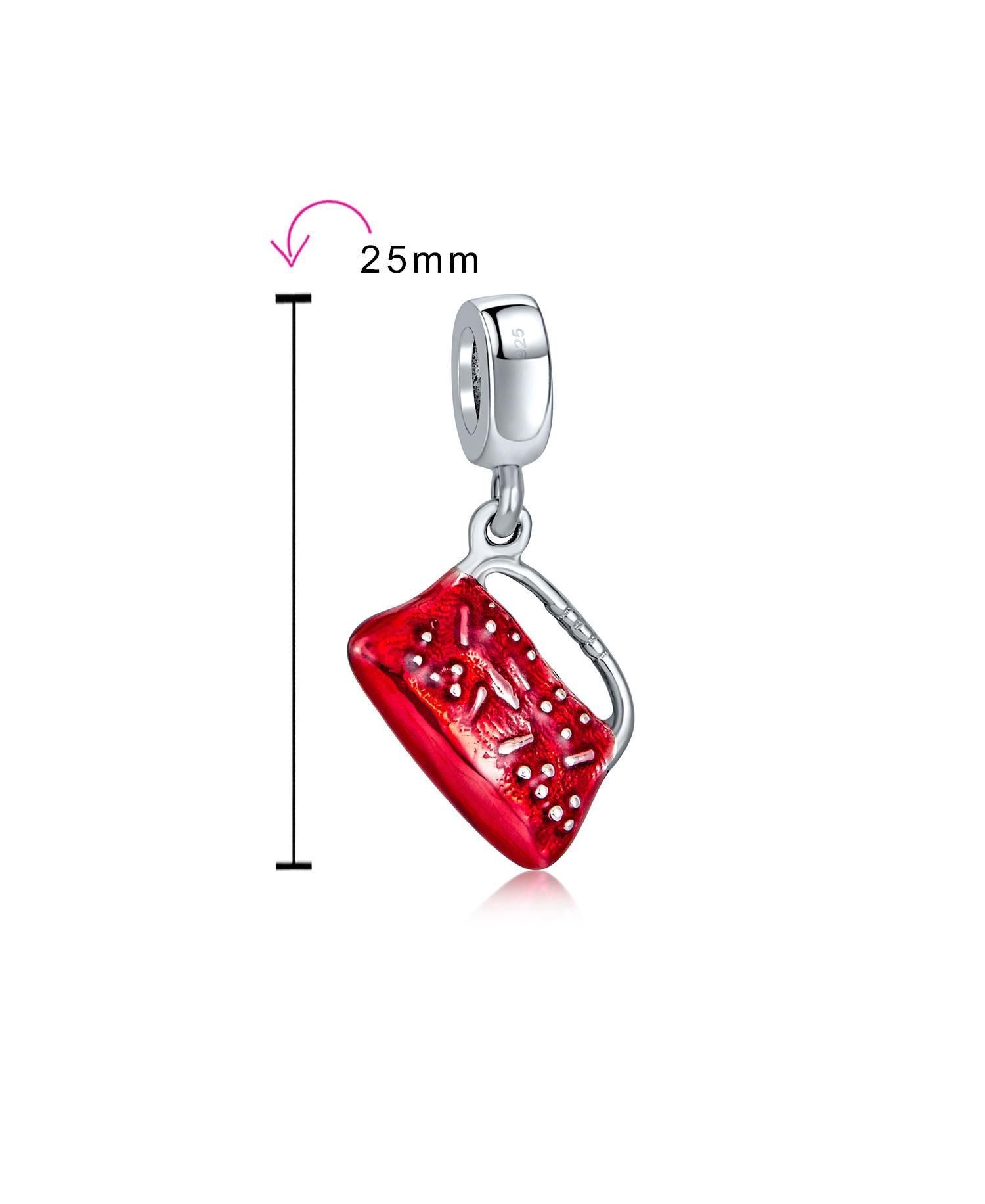Fashion Hand Bag Dangle Charm Bead for Bracelet .925 Sterling Silver 2 Set