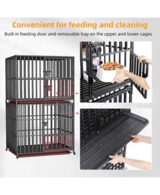 Stackable Heavy-Duty Dog Cage With Casters and Tray