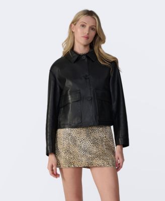Women's Cropped Leather Jacket, Created for Macy's