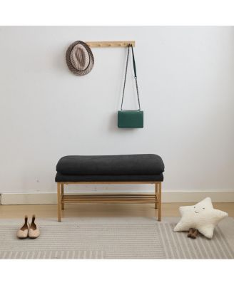 Modern Upholstered End of Bed Bench with Storage Shelf, Versatile Shoe Rack Ottoman for Entryway or Bedroom-The Pop Home