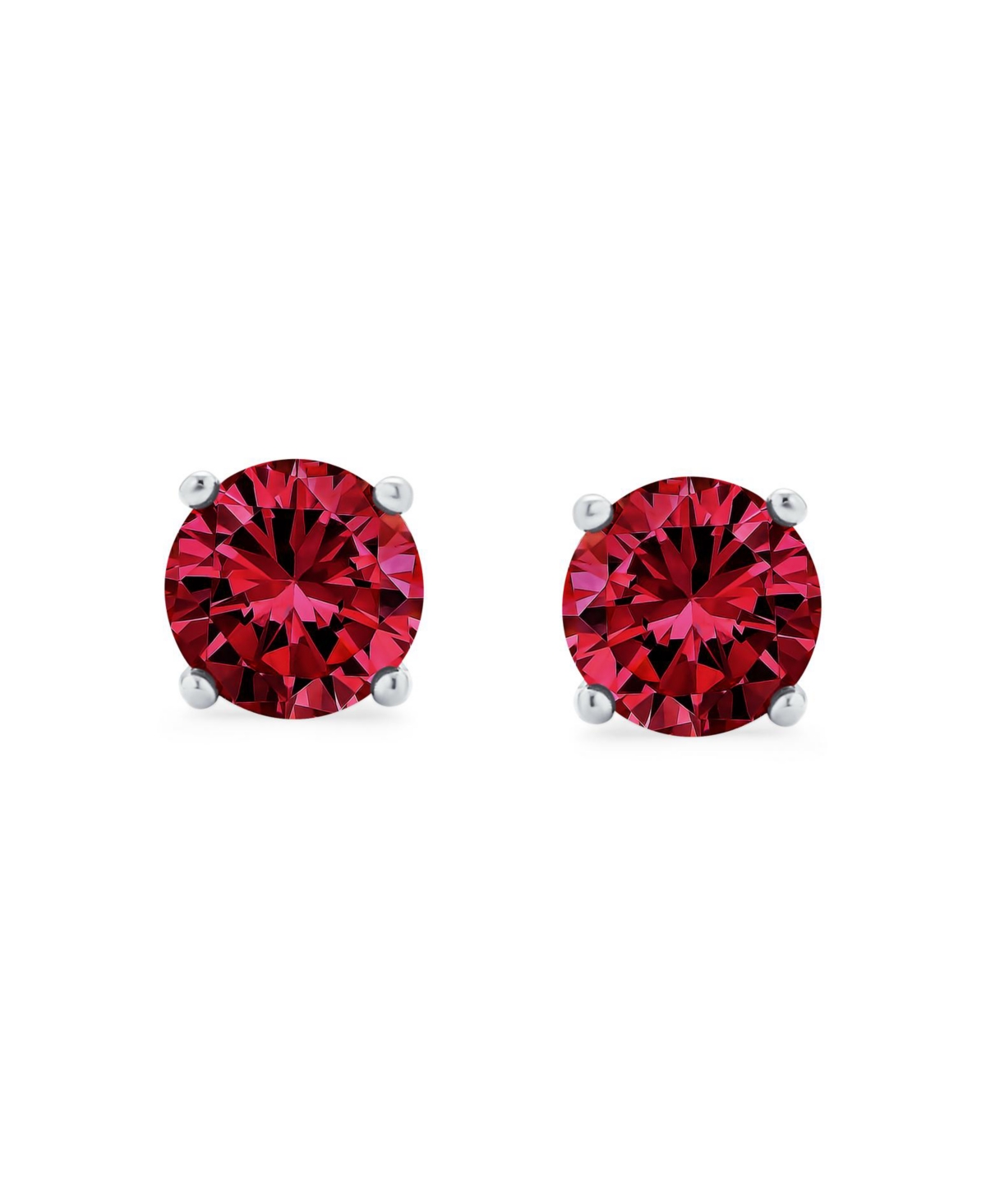 Bling Jewelry Set of 2 Round Multi Color Cz Stud Earrings Sterling Silver 7MM