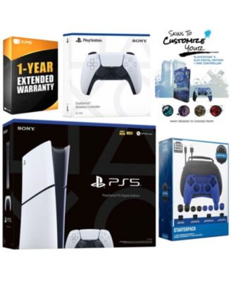 Playstation 5 Slim Digital with Extra Controller, Gamer Starter Kit and MightySkins Decal Voucher + 1 Year CPS Extended Warranty