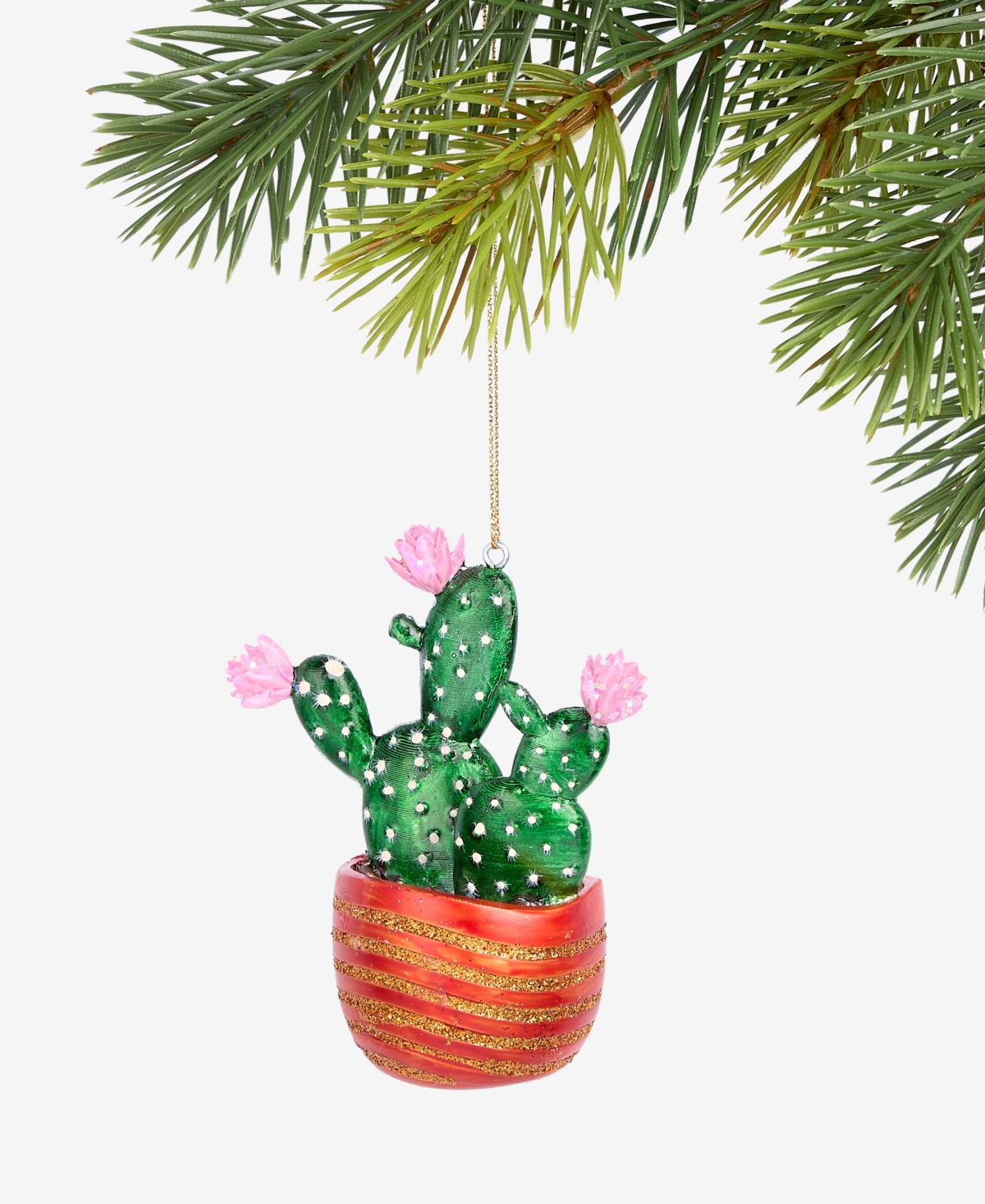 Holiday Lane Eclectic Charm Glass Potted Cactus Ornament, Macy's Exclusive In Transparent