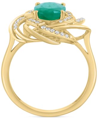 EFFY&reg; Emerald (1-1/2 ct. t.w.) & Diamond (1/6 ct. t.w.) Spiral Statement Ring in 14k Gold
