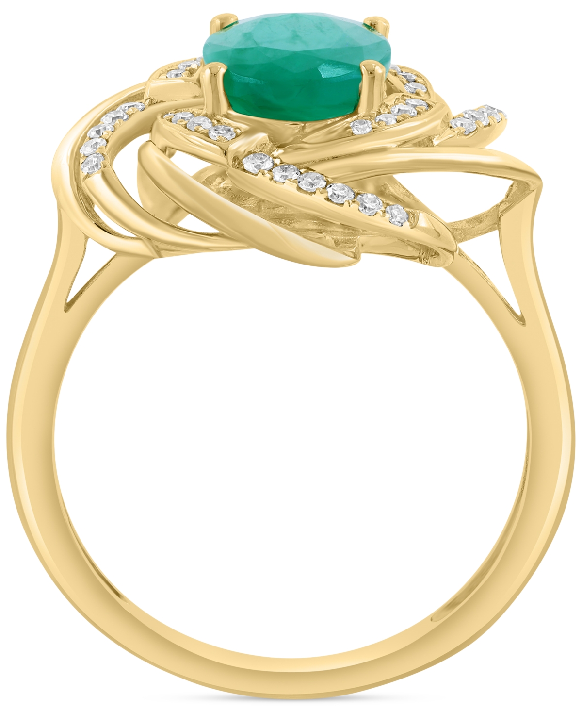 EFFY COLLECTION EFFY EMERALD (1-1/2 CT. T.W.) & DIAMOND (1/6 CT. T.W.) SPIRAL STATEMENT RING IN 14K GOLD 