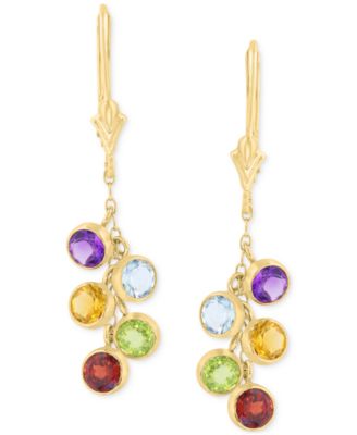 EFFY&reg; Multi-Gemstone Dangle Drop Earrings (2-5/8 ct. t.w.) in 14k Gold