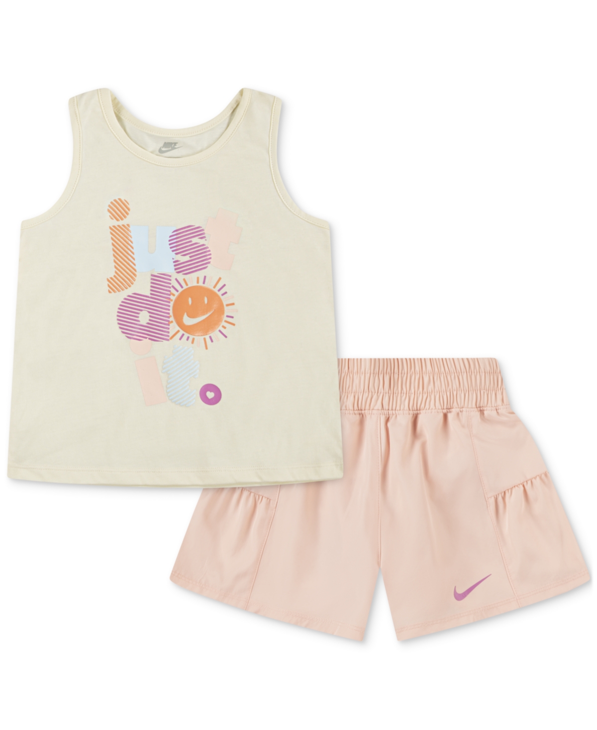 Nike Little Girls Sunny Swoosh Tank Top & Shorts, 2 Piece Set